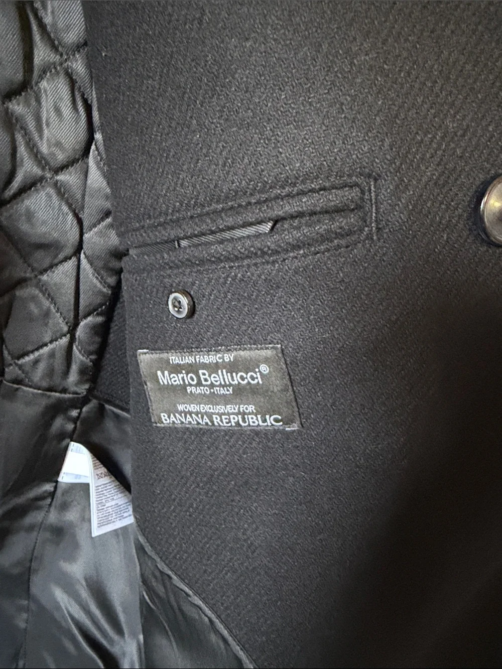 Men's Black Double-Breasted Wool Peacoat